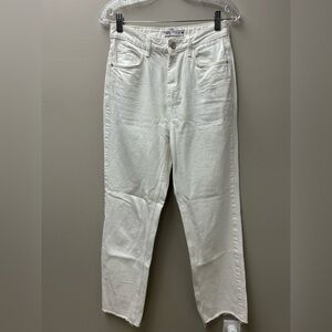 Zara Women’s High Rise White Straight Leg Jeans